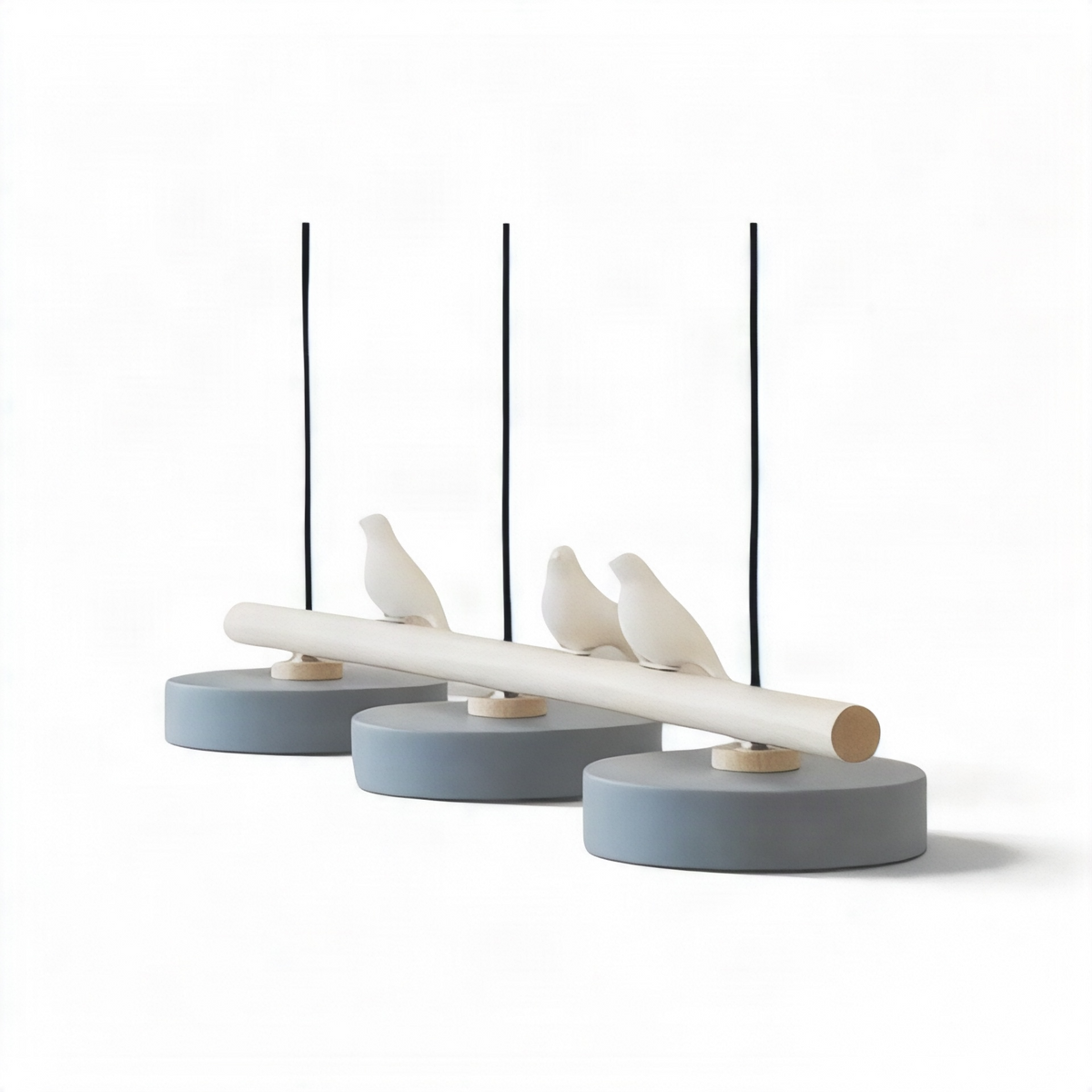 Suspension Design en Bois Alva, coloris gris