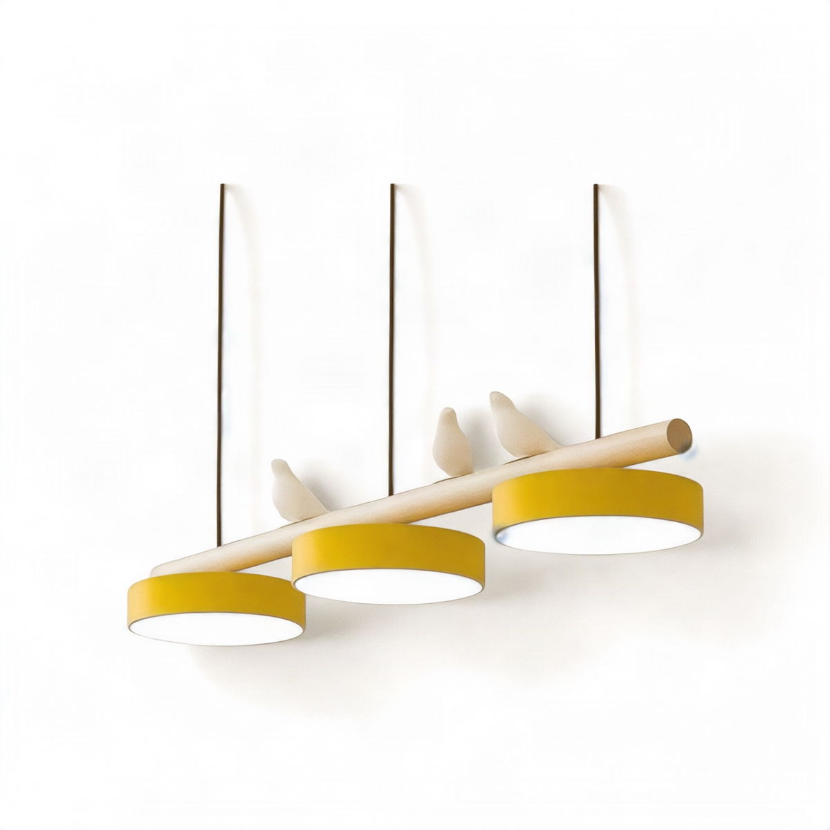 Suspension Design en Bois Alva, coloris jaune