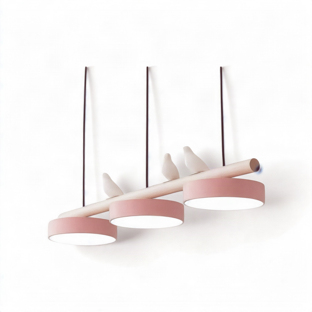 Suspension Design en Bois Alva, coloris rose