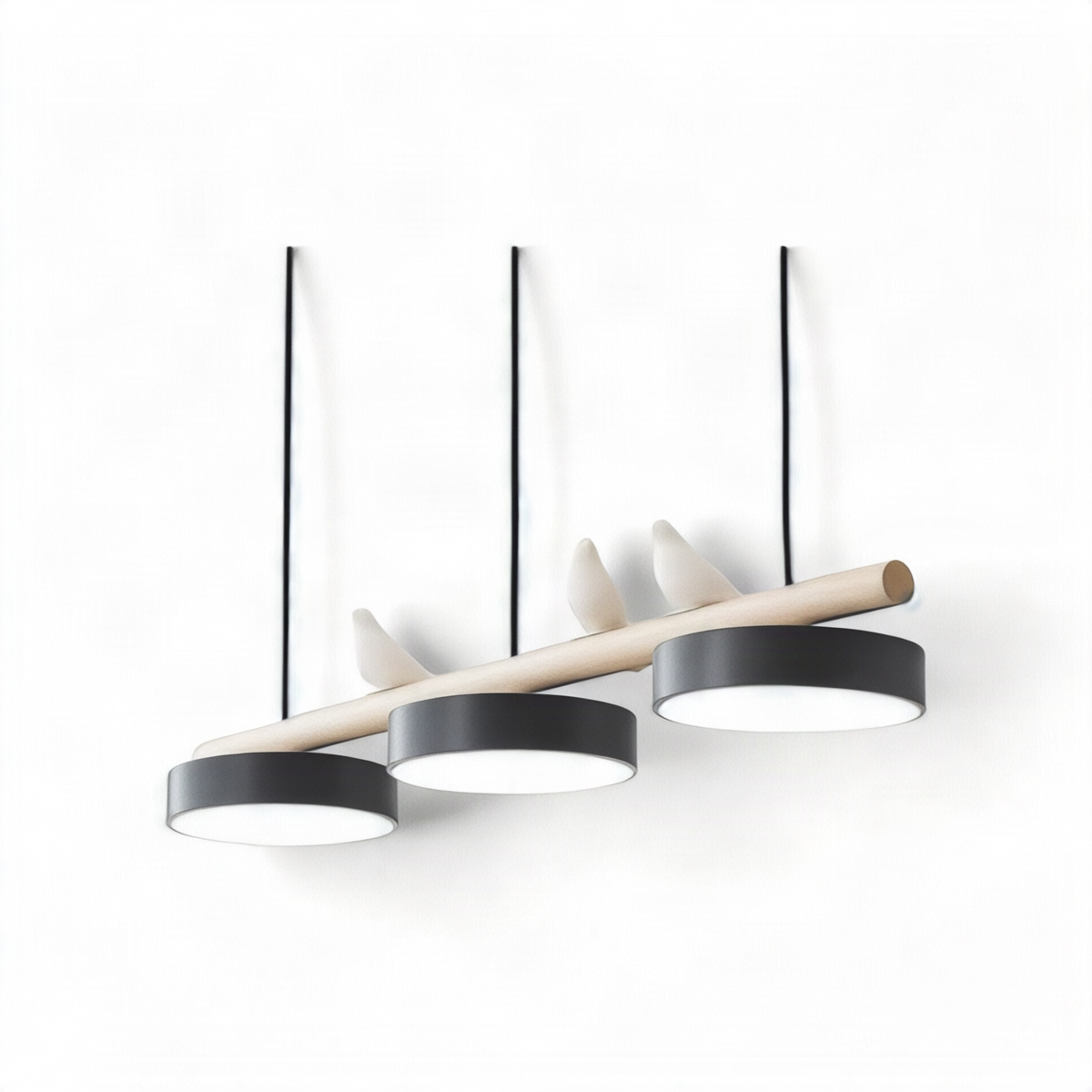 Suspension Design en Bois Alva, coloris noir