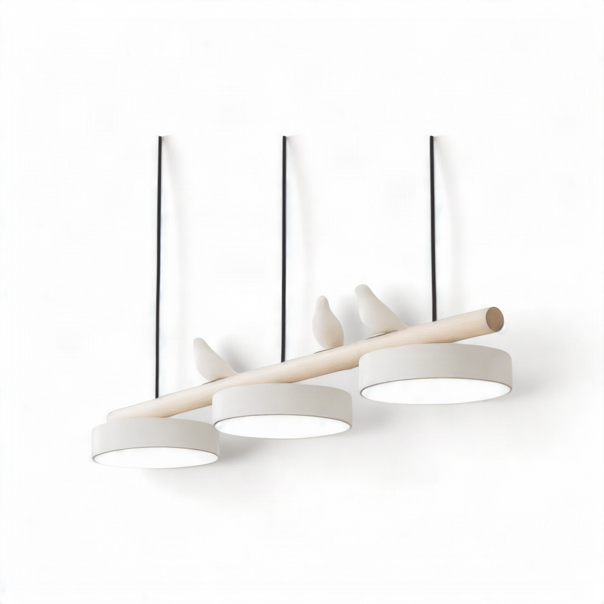 Suspension Design en Bois Alva, coloris blanc