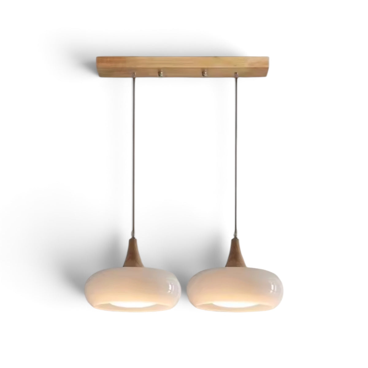 Suspension Design en Bois Luma, 2 lampes, blanc