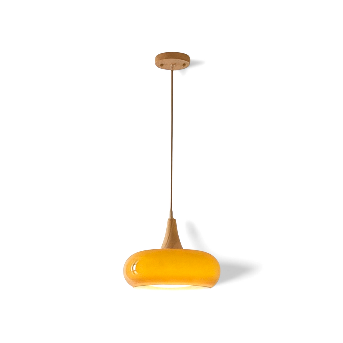 Suspension Design en Bois Luma, 1 lampe, orange