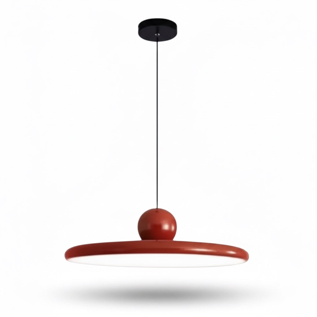 Suspension LED ronde Tova rouge, vue de face