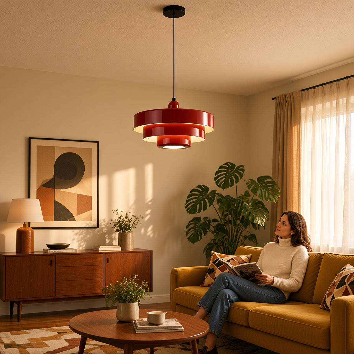 Suspension Noma rouge dans un salon